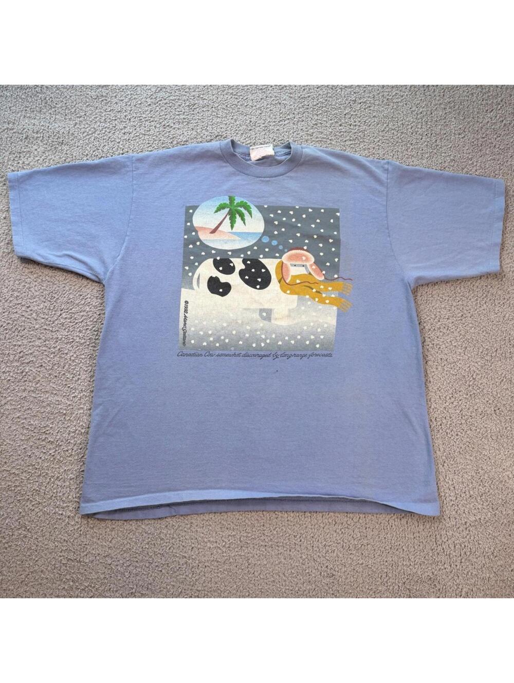 Vintage 1992 Cows Prince Edward Island T Shirt XL Blue Snow Cow Made in Canada